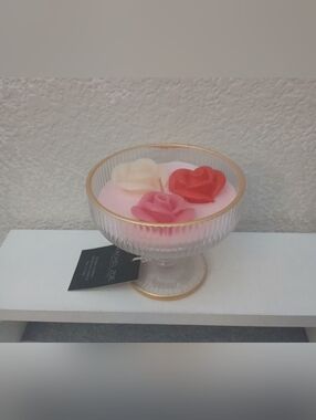 Rachel Zoe Glass Pedestal with Pink Floral Candles